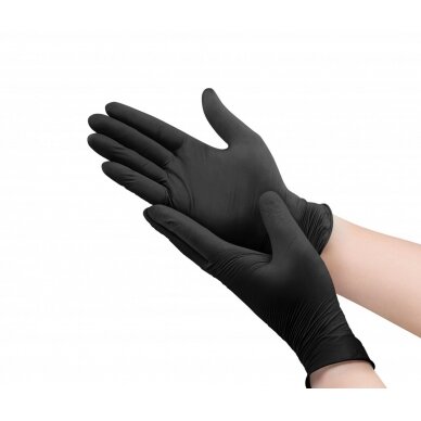 BLACK DISPOSABLE NITRILE GLOVES, SIZE M PACK OF 100 PCS 1