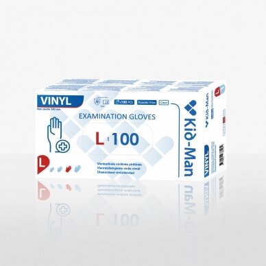 DISPOSABLE VINYL GLOVES, SIZE L, PACK OF 100 PCS